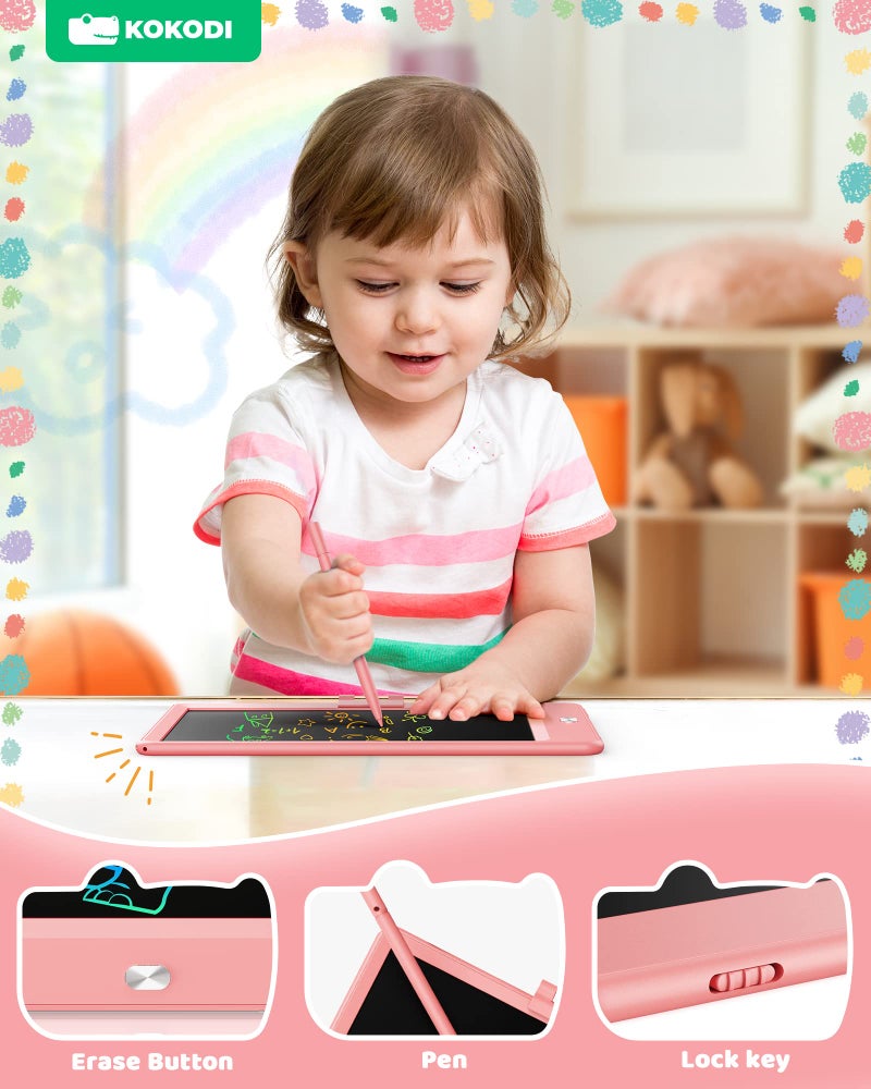 KOKODI LCD Writing Tablet, 8.5 Inch Toddler Doodle Board Drawing Tablet, Erasable Reusable Electronic Drawing Pads, Educational and Learning Toy for 3-8 Years Old Boy and Girls (Pink) - Image 5